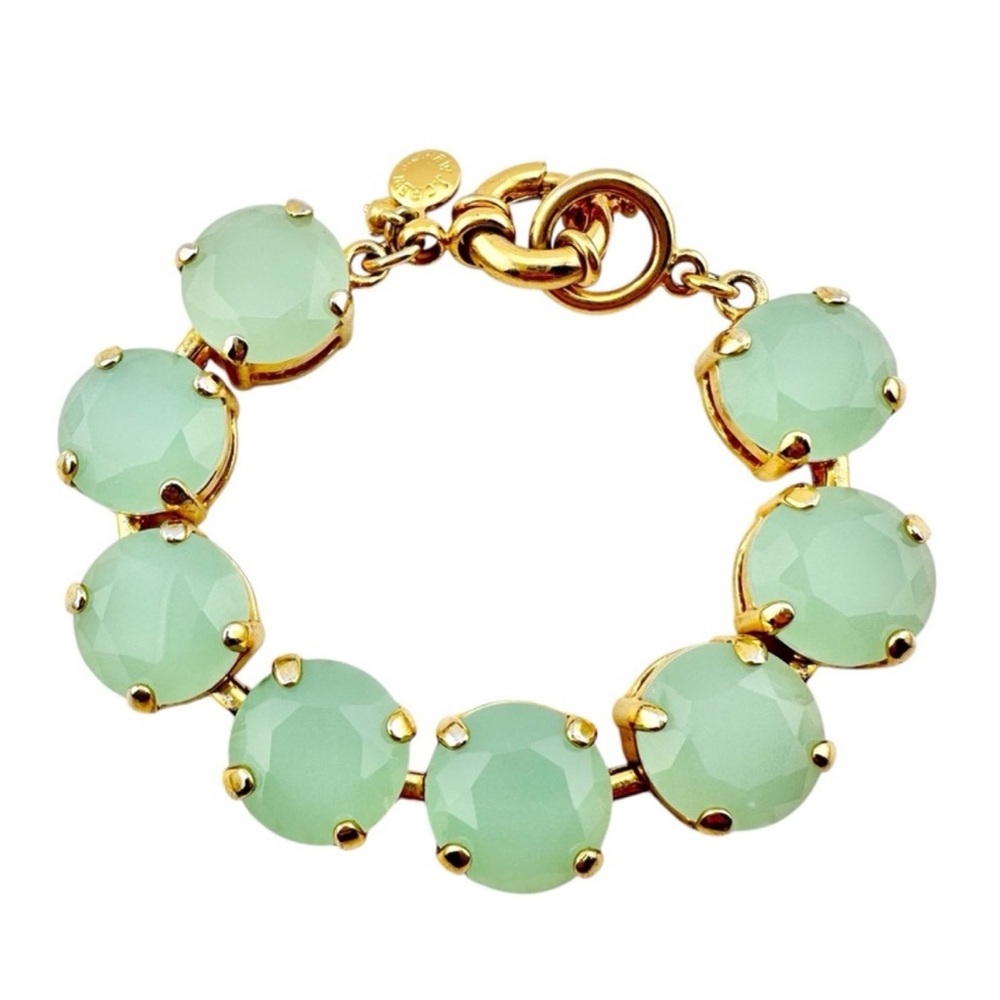 J. Crew Light Green and Gold Stone Bracelet